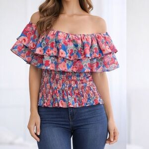 New with tags Floral Off-Shoulder Ruffle Top